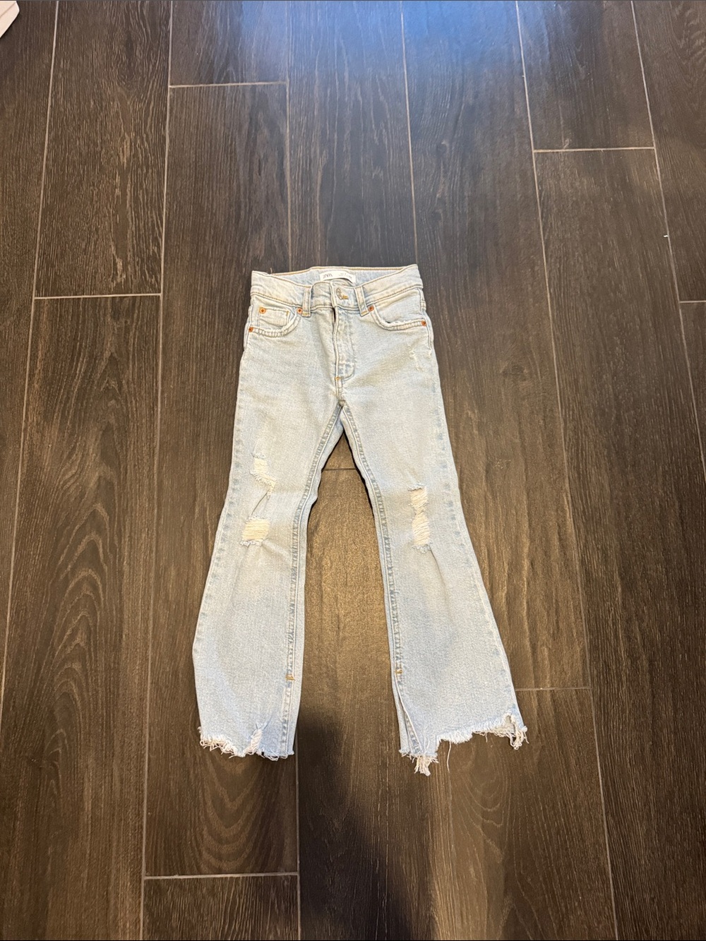 Zara Light Blue Distressed Kids Flare Jeans
